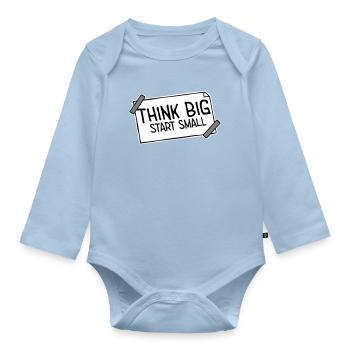 Pensez Grand, Commence, Petit, Motivation, Mentalité, Évolution. - Body Bébé bio manches longues - bleu clair - Devant