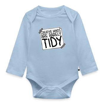Creative Minds Are Rarely Tidy Funny Creative Logo - Organic Longsleeve Baby Bodysuit - light blue - Front