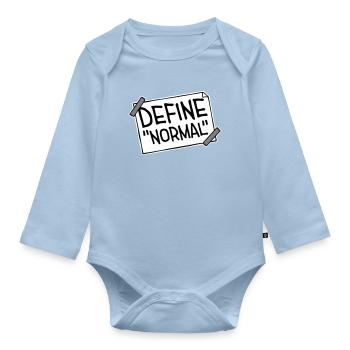 Define Normal Lustig Sarkastisch Definition Grafik - Baby Bio-Langarm-Body - Hellblau - Vorne