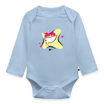 Smiling star heart of love - Organic Longsleeve Baby Bodysuit - light blue - Front