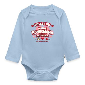 Willst du meine Bonusmama werden? Herzensfrage - Baby Bio-Langarm-Body - Hellblau - Vorne