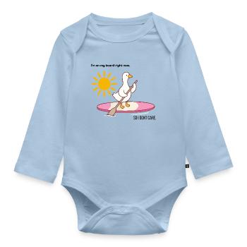 Stand up paddle duck - Organic Longsleeve Baby Bodysuit - light blue - Front