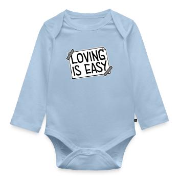 Loving Is Easy Inspirierend Romantisch Spruch Logo - Baby Bio-Langarm-Body - Hellblau - Vorne