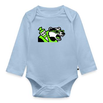 Badger Schoolbag Mascot - Organic Longsleeve Baby Bodysuit - light blue - Front