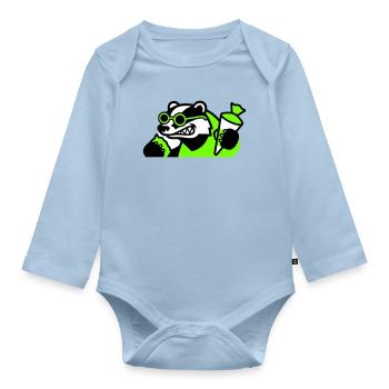 Cool Badger Back to School Icon - Organic Longsleeve Baby Bodysuit - light blue - Front