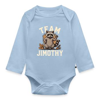 Team Jimothy Funny Raccoon Shirt Cute Waving Trash - Organic Longsleeve Baby Bodysuit - light blue - Front
