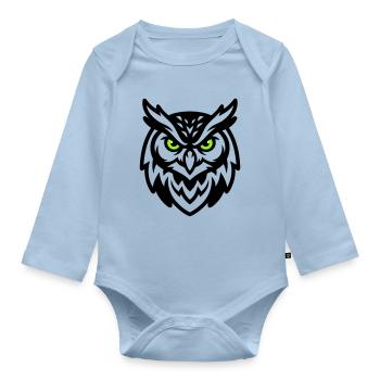 Owl Mascot E Sport Logo - Organic Longsleeve Baby Bodysuit - light blue - Front