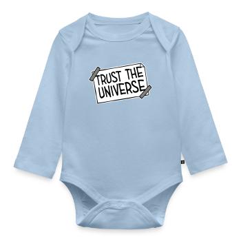 Trust The Universe Spirituell Universum Zitat Logo - Baby Bio-Langarm-Body - Hellblau - Vorne