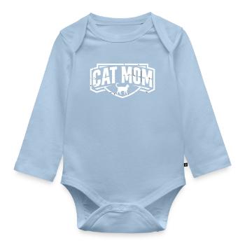 Blason vintage de la Cat Mom - Body Bébé bio manches longues - bleu clair - Devant