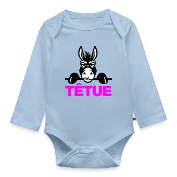 Hartnäckig - Baby Bio-Langarm-Body - Hellblau - Vorne