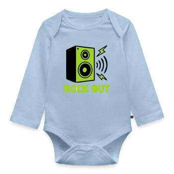 Rock Out Lautsprecher Icon - Baby Bio-Langarm-Body - Hellblau - Vorne
