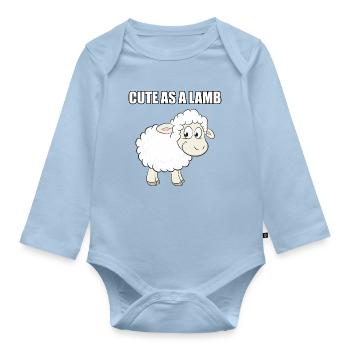 Cute As a Lamm lustiger Baby-Schaf-Cartoon - Baby Bio-Langarm-Body - Hellblau - Vorne