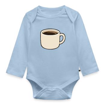 Minimalistische Kaffeetasse Cartoon-Illustration - Baby Bio-Langarm-Body - Hellblau - Vorne