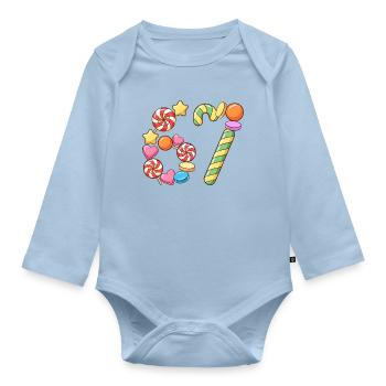 67 Candy Confetti Pop Art - Baby Bio-Langarm-Body - Hellblau - Vorne