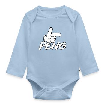 PENG Zeigefinger Cartoon - Baby Bio-Langarm-Body - Hellblau - Vorne