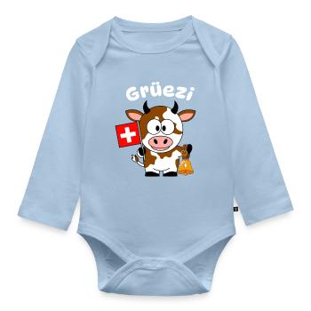 Grüezi Kuh 2 - Baby Bio-Langarm-Body - Hellblau - Vorne