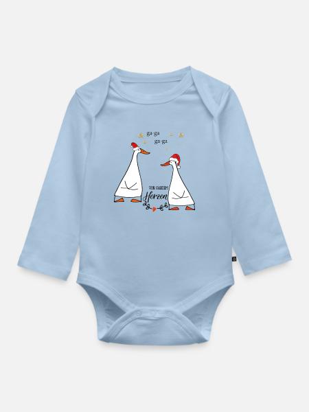 Gänse Duo - Baby Bio-Langarm-Body - Hellblau