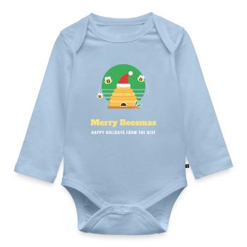 Fröhliche Bienen, lustige Imker, Weihnachten, Honig - Baby Bio-Langarm-Body - Hellblau - Vorne