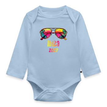 Ibiza 2027 Rainbow Sunglasses Design - Baby Bio-Langarm-Body - Hellblau - Vorne