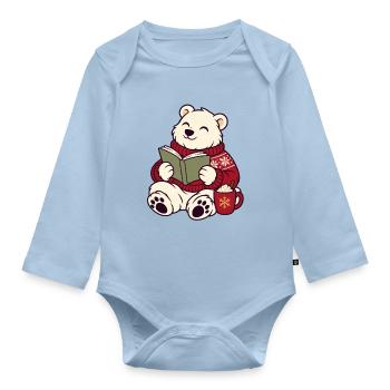 Winterleser Bärchen im Pullover - Baby Bio-Langarm-Body - Hellblau - Vorne
