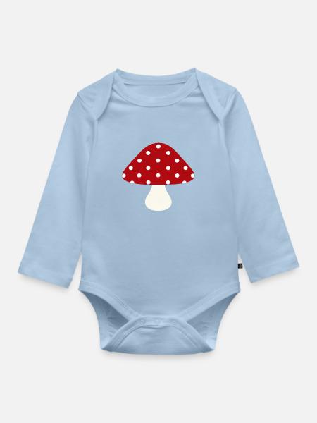 Glückspilz - Baby Bio-Langarm-Body - Hellblau