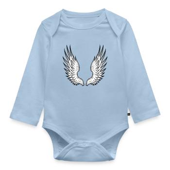 angel wings - Baby Bio-Langarm-Body - Hellblau - Vorne