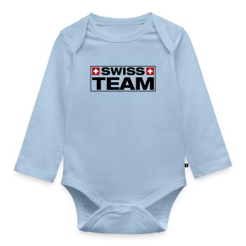 Team Swiss Schweiz - Baby Bio-Langarm-Body - Hellblau - Vorne