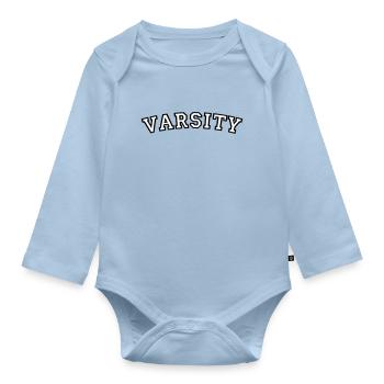 Varsity College Font Design - Organic Longsleeve Baby Bodysuit - light blue - Front