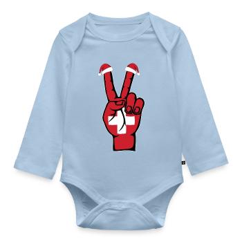 Schweiz Flagge Weihnachten Peace Symbol - Baby Bio-Langarm-Body - Hellblau - Vorne