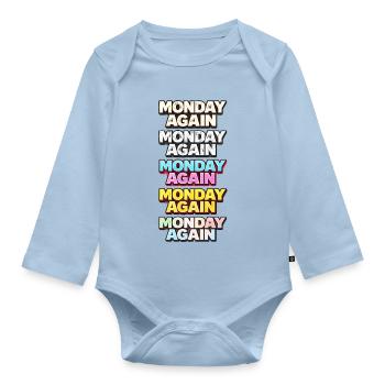 Monday Again Color Typography - Organic Longsleeve Baby Bodysuit - light blue - Front