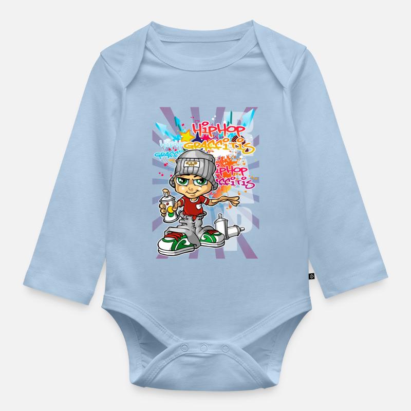 Junge Graffiti - Baby Bio-Langarm-Body - Hellblau