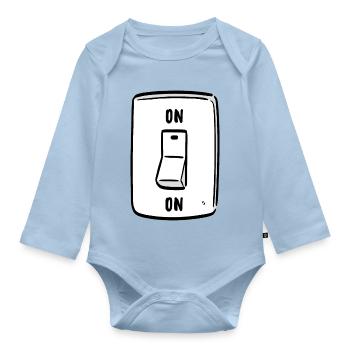 Switch ON Cool Humor Funny Motivation - Organic Longsleeve Baby Bodysuit - light blue - Front