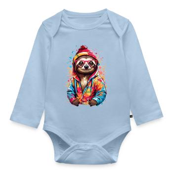 Cool sloth - Organic Longsleeve Baby Bodysuit - light blue - Front