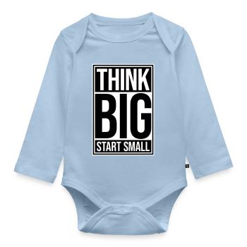 Pensez Grand, Commence, Petit, Motivation, Mentalité, Évolution. - Body Bébé bio manches longues - bleu clair - Devant