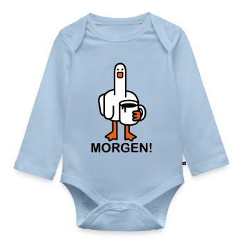 Good morning! - Organic Longsleeve Baby Bodysuit - light blue - Front
