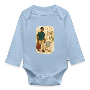 Grand-mère Karin avec son petit-fils - Body Bébé bio manches longues - bleu clair - Devant