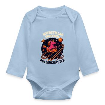 Unicorn Roller Coaster - Organic Longsleeve Baby Bodysuit - light blue - Front