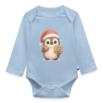 Pinguin Weihnachten Cookies - Baby Bio-Langarm-Body - Hellblau - Vorne