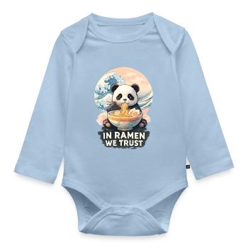 Panda Ramen : Grande Vague au Japon - Body Bébé bio manches longues - bleu clair - Devant