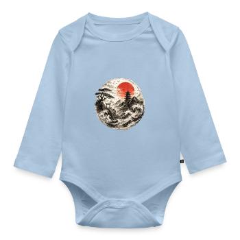 Sonnenkreis Zen Landschaft - Baby Bio-Langarm-Body - Hellblau - Vorne