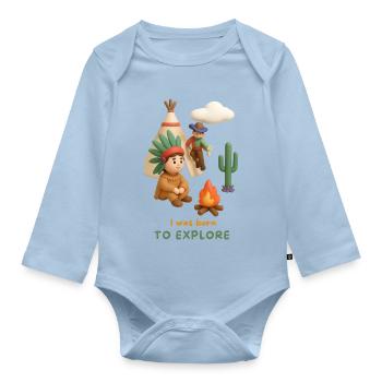 I was born TO EXPLORE - Baby Bio-Langarm-Body - Hellblau - Vorne