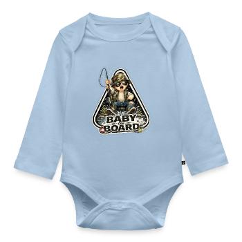 Kleiner Küstenabenteurer mit Angel - Baby Bio-Langarm-Body - Hellblau - Vorne