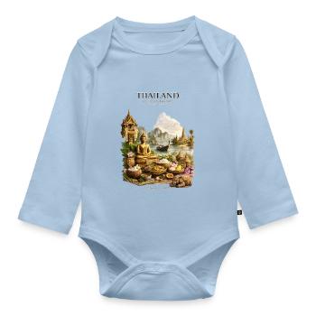 Thailand Southeast Culture & Food Art - Baby Bio-Langarm-Body - Hellblau - Vorne