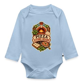 PIZZA STONE READY - Organic Longsleeve Baby Bodysuit - light blue - Front