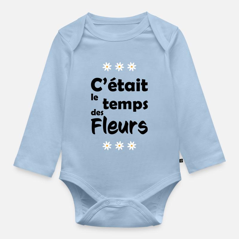 C'était le temps des fleurs - Body Bébé bio manches longues - bleu clair