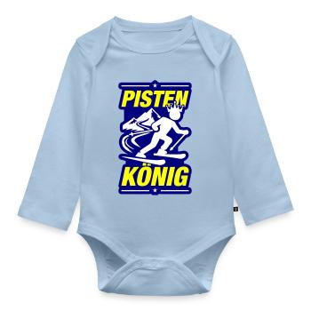 Pisten König Ski - Baby Bio-Langarm-Body - Hellblau - Vorne