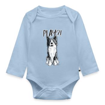 Border Collie Play - Baby Bio-Langarm-Body - Hellblau - Vorne