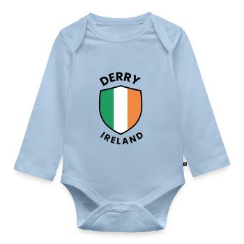 Derry Ireland Schild-Design - Baby Bio-Langarm-Body - Hellblau - Vorne