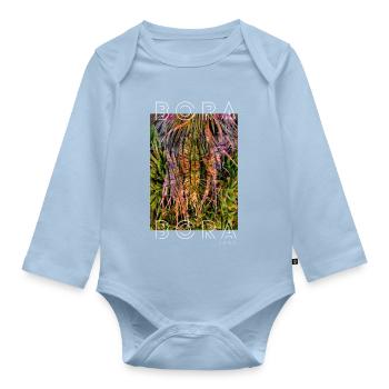 Tropical Neon Plants Leaves - Organic Longsleeve Baby Bodysuit - light blue - Front
