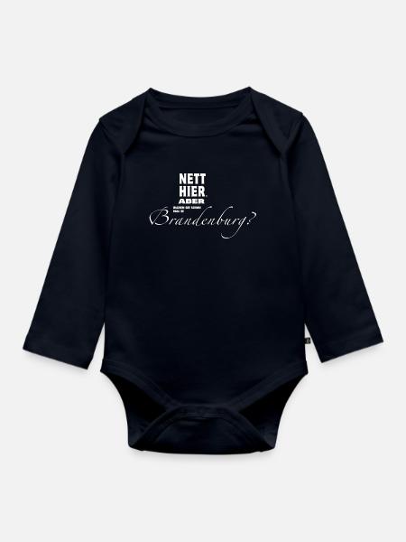 Nett hier. Aber waren Sie schon in BRANDENBURG? - Baby Bio-Langarm-Body - Navy